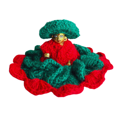 Laddu Gopal Woollen Dress with Cap Red and Green Color Dress with Cap