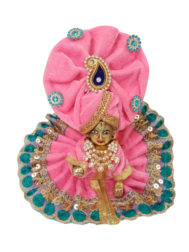 cropped Mahashringar Laddu Gopal Designer Pink Velvet Dress Size 2 Pink Color Occasion 1.png